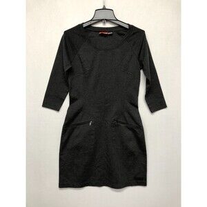 Merrell Women 3/4 Sleeve Polyester Crewneck Dress Size Medium Dark Gray B273 -12